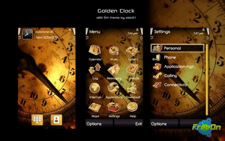 Golden clock by olek21 (symbian 9.x  )